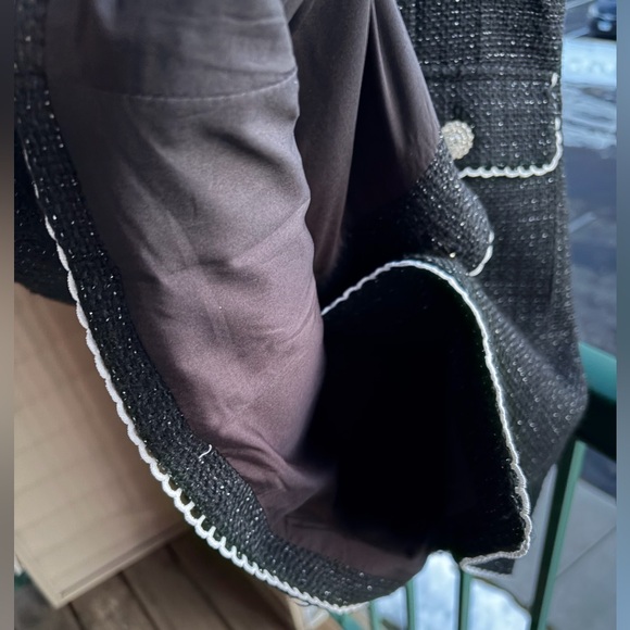 🆕 AQUA Black Tweed Lace Trim Button Front Dress Bloomingdale’s Office Size M - Picture 11 of 16